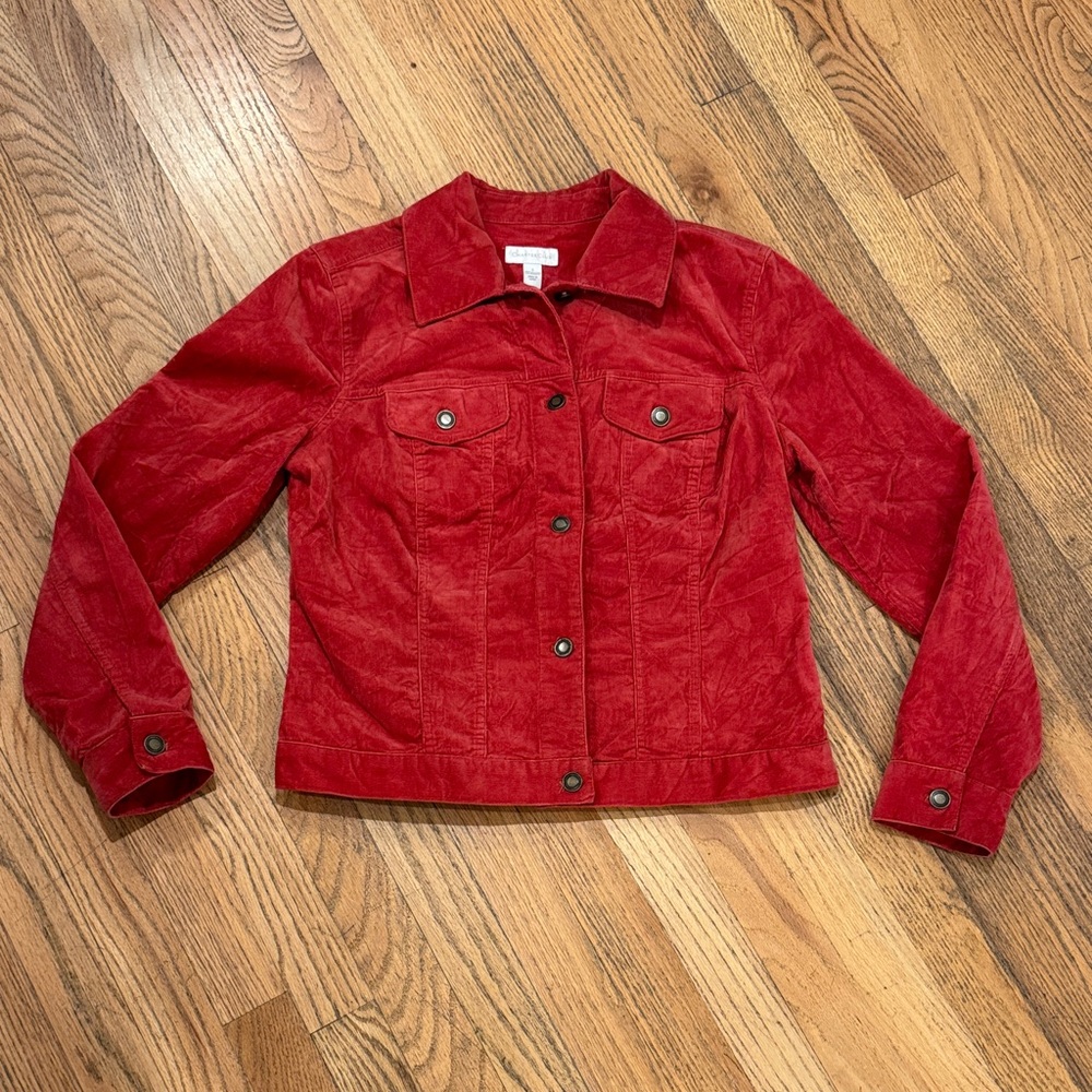 Charter Club Scarlet Velvety Style Denim Jacket Size: Small